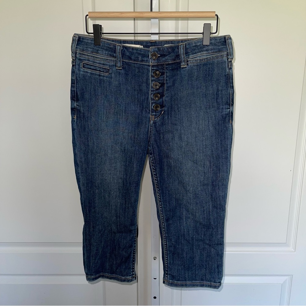 Pilcro and the Letterpress Y2K Button Fly Capri Jeans Size 28 Blue High Rise